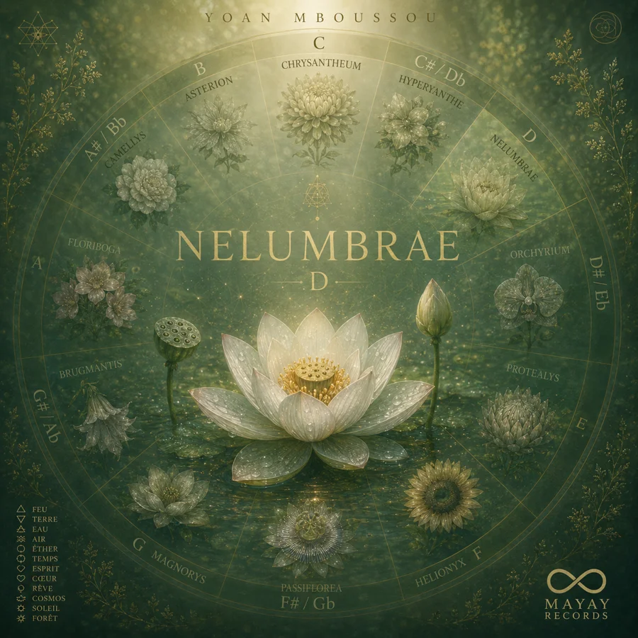 Pochette de Nelumbrae, album de piano de Yoan Mboussou